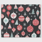 クリスマスオーナメントブラック ラッピングペーパー (フラット)
