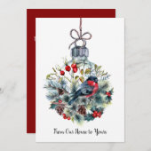クリスマスオーナメントブルフィンチパインコーン枝 シーズンカード (正面/裏面)