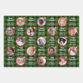 クリスマスオーナメントプレイドカスタム文字フォトコラージュ ラッピングペーパーシート (正面2)