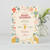 クリスマスオーナメントベビーシャワー招待状 招待状 (スタンド正面)