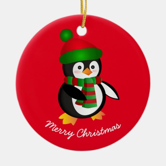 クリスマスオーナメントペンギンのセラミックオーナメント セラミックオーナメント (正面)