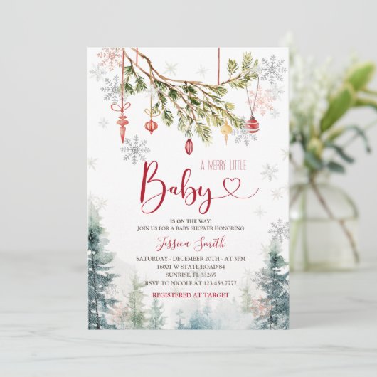 クリスマスオーナメントホリデーパーティー招待状 招待状 (スタンド正面)