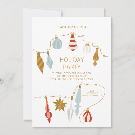クリスマスオーナメントホリデーパーティー 招待状 (正面)
