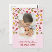 クリスマスオーナメントホリデーフェスティバルファミリーフォト ポストカード (正面/裏面)