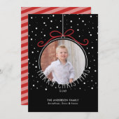 クリスマスオーナメントボウフォトクリスマス シーズンカード (正面/裏面)