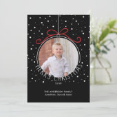 クリスマスオーナメントボウフォトクリスマス シーズンカード (スタンド正面)