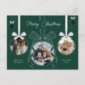 クリスマスオーナメントボールリボン3枚 ポストカード (正面)