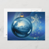 クリスマスオーナメントボール夕べアドベントブルー シーズンポストカード (正面/裏面)