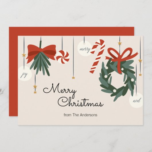 クリスマスオーナメントメリークリスマス シーズンカード (正面/裏面)