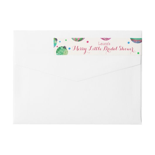 クリスマスオーナメントメリーリトルブライダルシャワー ラップアラウンドラベル (裏面)