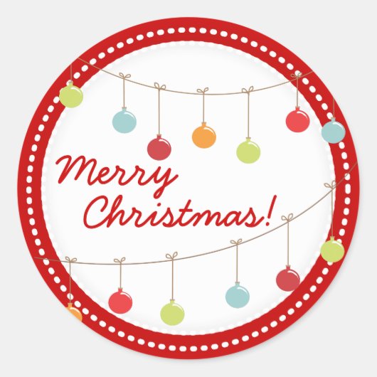 クリスマスオーナメントモダンメリークリスマスステッカー ラウンドシール (正面)