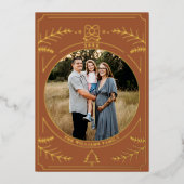 クリスマスオーナメントラインアートテラコッタフォト 箔シーズンカード (正面)