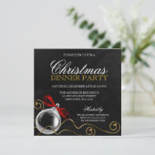 クリスマスオーナメントレッドボウディナーパーティー 招待状 (スタンド正面)