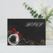 クリスマスオーナメントレッドボウRSVP 出欠カード (スタンド正面)