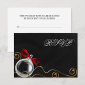 クリスマスオーナメントレッドボウRSVP 出欠カード (正面/裏面)
