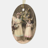クリスマスオーナメントヴィンテージ天使の写真 セラミックオーナメント (左)