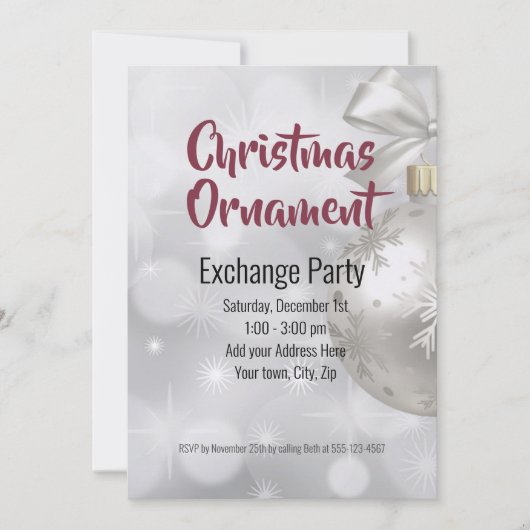クリスマスオーナメント交換アイディア 招待状 (正面)