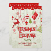 クリスマスオーナメント交換パーティの招待状 招待状 (正面/裏面)