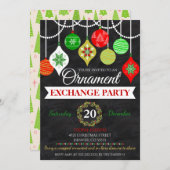 クリスマスオーナメント交換パーティの招待状 招待状 (正面/裏面)