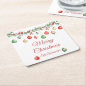 クリスマスオーナメント交換パーティーガーランド スクエアペーパーコースター (アングル)