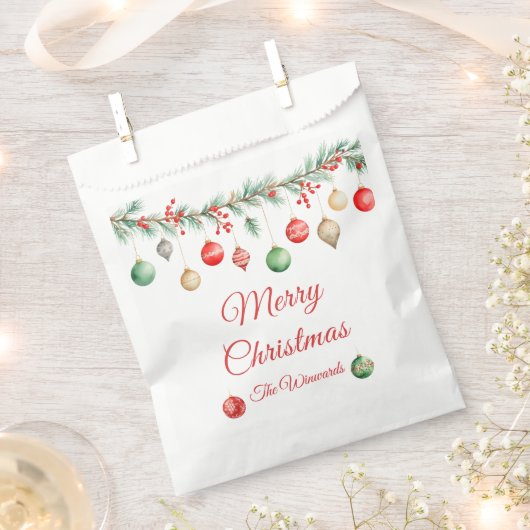 クリスマスオーナメント交換パーティーガーランド フェイバーバッグ (クリップ留めされた状態)