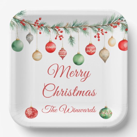 クリスマスオーナメント交換パーティーガーランド ペーパープレート (正面)