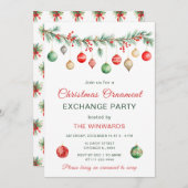 クリスマスオーナメント交換パーティーガーランド 招待状 (正面/裏面)