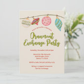 クリスマスオーナメント交換パーティーホリデーおもしろい 招待状 (スタンド正面)