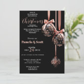 クリスマスオーナメント交換ピンクとブラック 招待状 (スタンド正面)