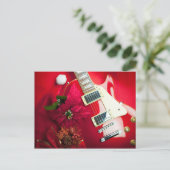 クリスマスオーナメント付きレッドエレクトリックギター シーズンポストカード (スタンド正面)