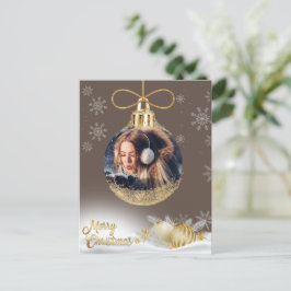 クリスマスオーナメント写真の雪モダン片 シーズンポストカード