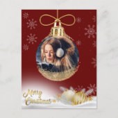 クリスマスオーナメント写真スノーフレークモダン予算 シーズンポストカード (正面)