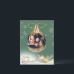 クリスマスオーナメント写真スノーフレークモダン予算 シーズンポストカード<br><div class="desc">あなたのかわいらし写真を追加した金ゴールドお気に入りのクリスマスの装飾は、すべての家族と友人のためにパーソナライズする。予算内の人に最適なカード。</div>