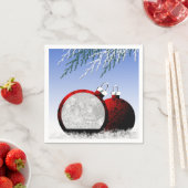 クリスマスオーナメント写真テンプレートホリデーシーン スタンダードカクテルナプキン (インサイチュ)