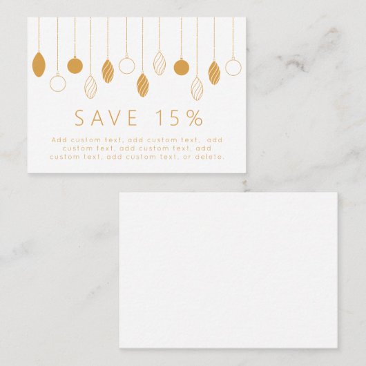 クリスマスオーナメント冬の割引プロモーションカード 名刺 (正面/裏面)