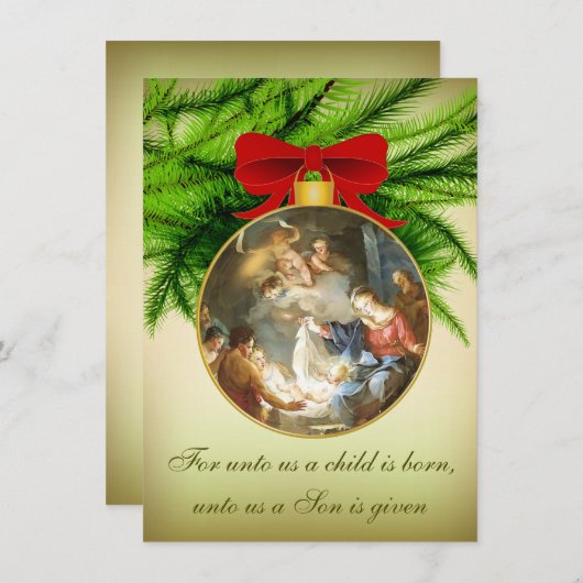 クリスマスオーナメント出生イエス誕生 シーズンカード (正面/裏面)