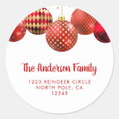 クリスマスオーナメント差出人住所封筒用シール ラウンドシール (正面)