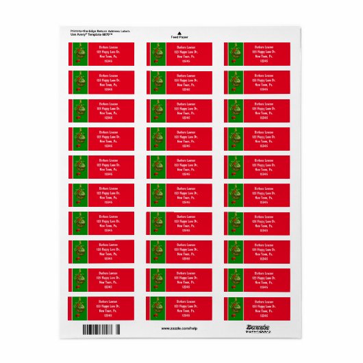 クリスマスオーナメント差出人住所 ラベル (フルシート)