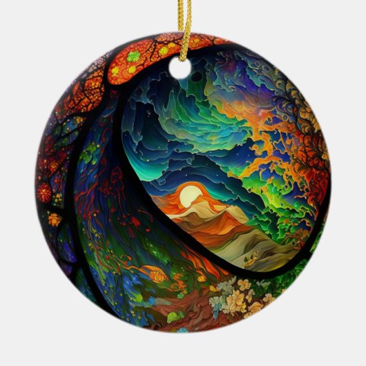 クリスマスオーナメント様式化された環境シーン セラミックオーナメント (正面)