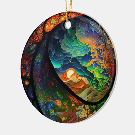 クリスマスオーナメント様式化された環境シーン セラミックオーナメント (左)