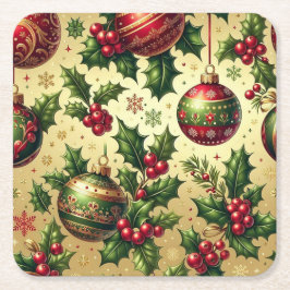 クリスマスオーナメント紙コースター スクエアペーパーコースター