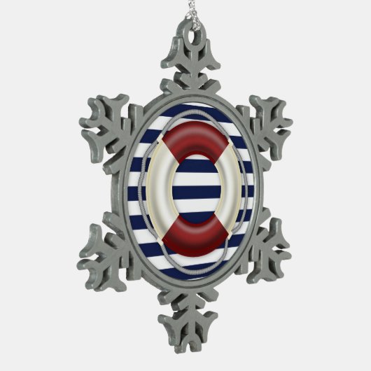 クリスマスオーナメント航海のプータリフサバー スノーフレークピューターオーナメント (左)