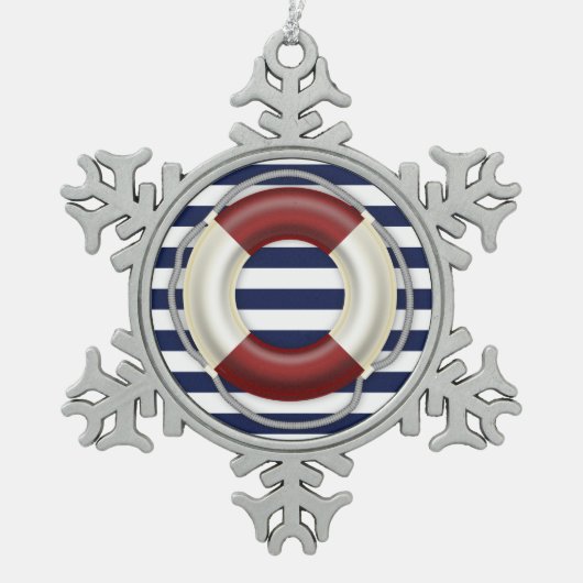 クリスマスオーナメント航海のプータリフサバー スノーフレークピューターオーナメント (正面)