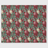 クリスマスオーナメント赤と白と緑 ラッピングペーパー (フラット)