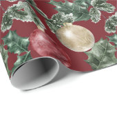 クリスマスオーナメント赤と白と緑 ラッピングペーパー (ロールコーナー)
