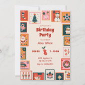 クリスマスオーナメント送料切手の誕生日 招待状 (正面)