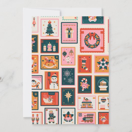 クリスマスオーナメント送料切手の誕生日 招待状 (裏面)