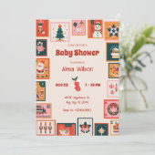 クリスマスオーナメント郵便切手stmap赤ちゃんシャワー 招待状 (スタンド正面)