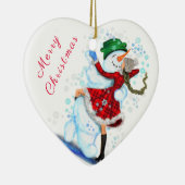 クリスマスオーナメント雪だるまとガールダンス セラミックオーナメント (右)