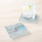 クリスマスオーナメント雪 ガラスコースター (アングル)